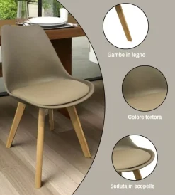 Sedie E Sgabelli-BellaHome Sedia da pranzo "castilla" tortora 48x55x81 cm