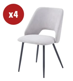 Sedie E Sgabelli|Sedia da pranzo "jamie" in tessuto beige 4 pezzi