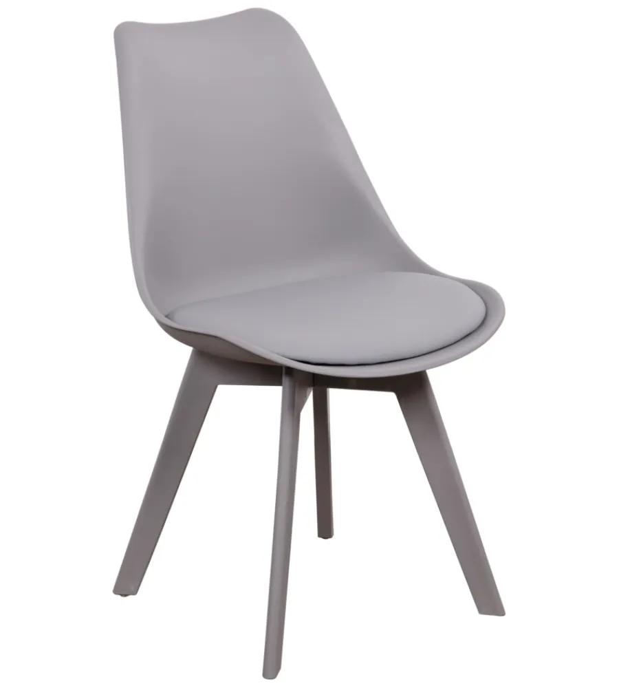 Sedie E Sgabelli|Sedia da pranzo "kelly" grigio con gambe in legno in tinta 6 pezzi