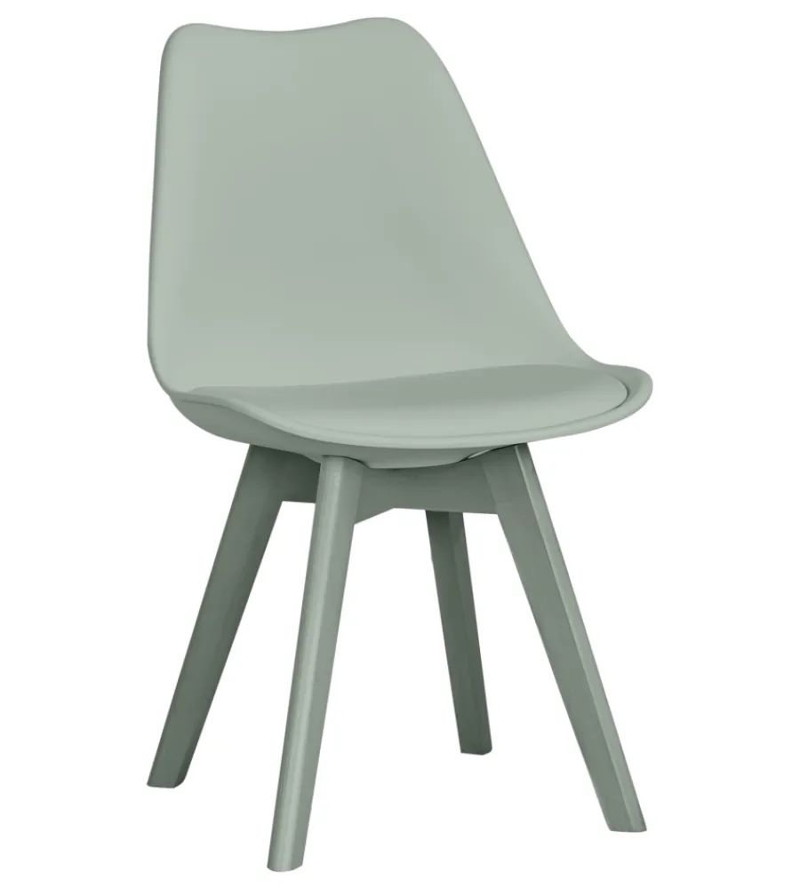 Hot Sedia da pranzo "kelly" verde salvia con gambe in legno in tinta 6 pezzi Sedie E Sgabelli