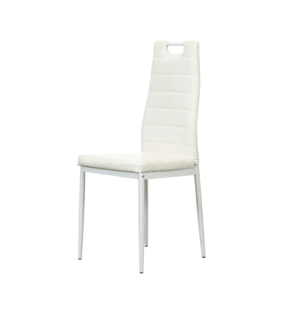BellaHome Sedie E Sgabelli|Sedia da pranzo "lanzarote" in ecopelle bianco 42x49x97 cm