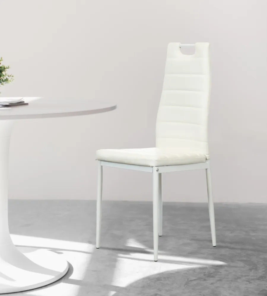 BellaHome Sedie E Sgabelli|Sedia da pranzo "lanzarote" in ecopelle bianco 42x49x97 cm