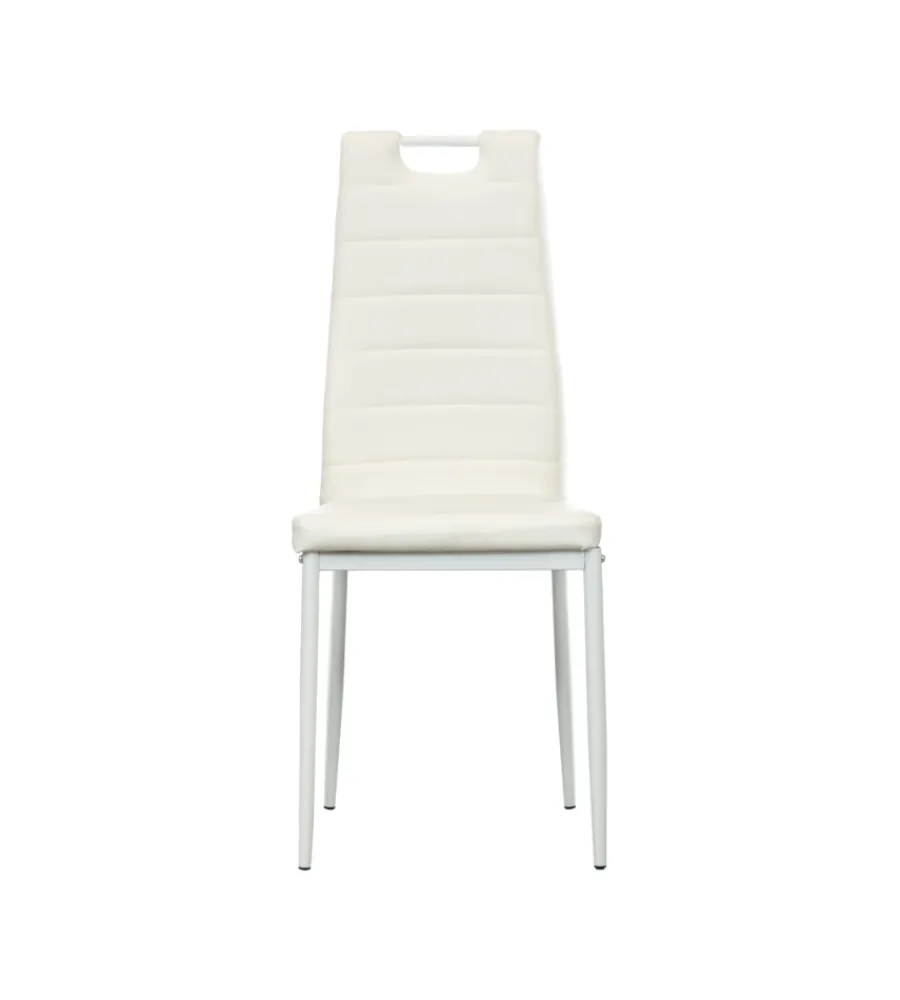 BellaHome Sedie E Sgabelli|Sedia da pranzo "lanzarote" in ecopelle bianco 42x49x97 cm