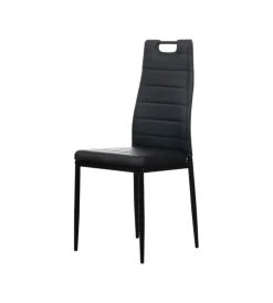 BellaHome Sedie E Sgabelli|Sedia da pranzo "lanzarote" in ecopelle nero 42x49x97 cm