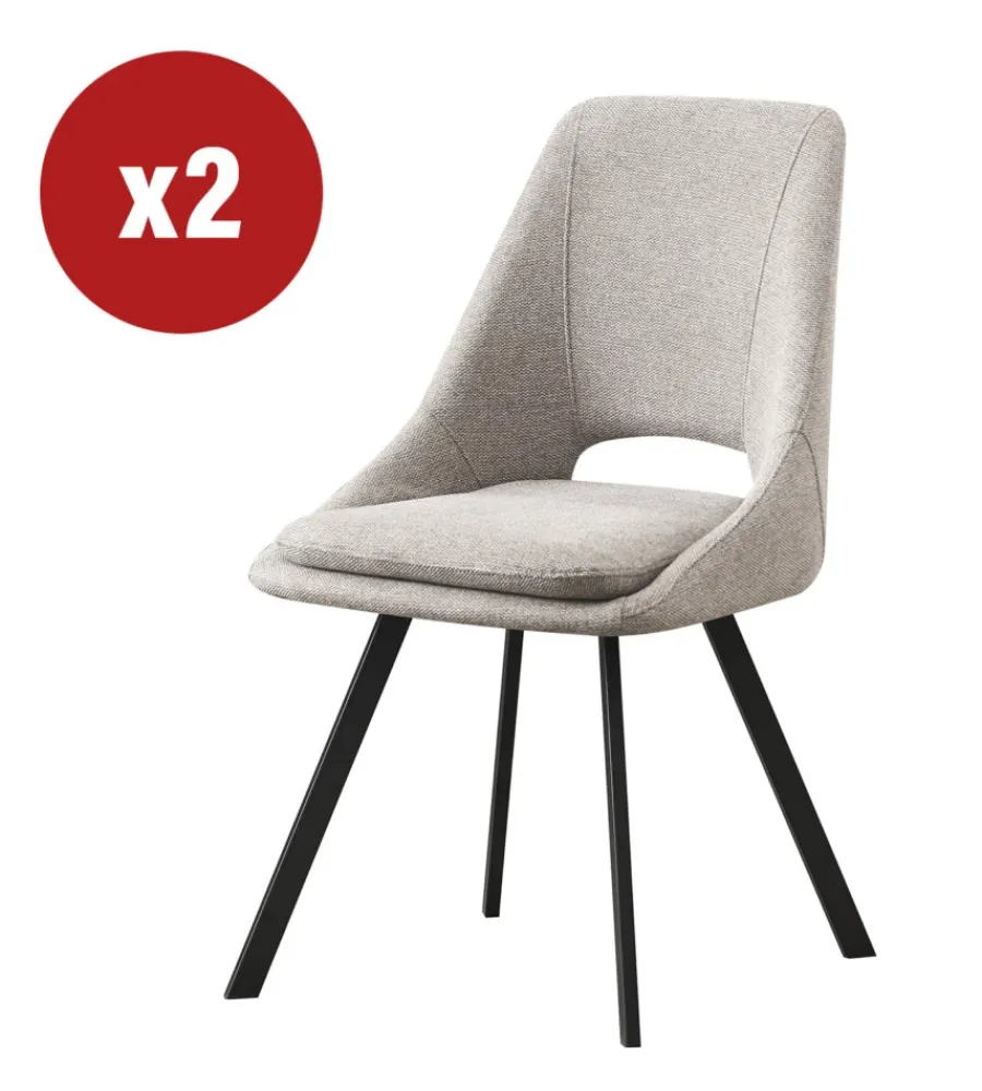 Sedie E Sgabelli|Sedia da pranzo "miranda" in tessuto beige 2 pezzi