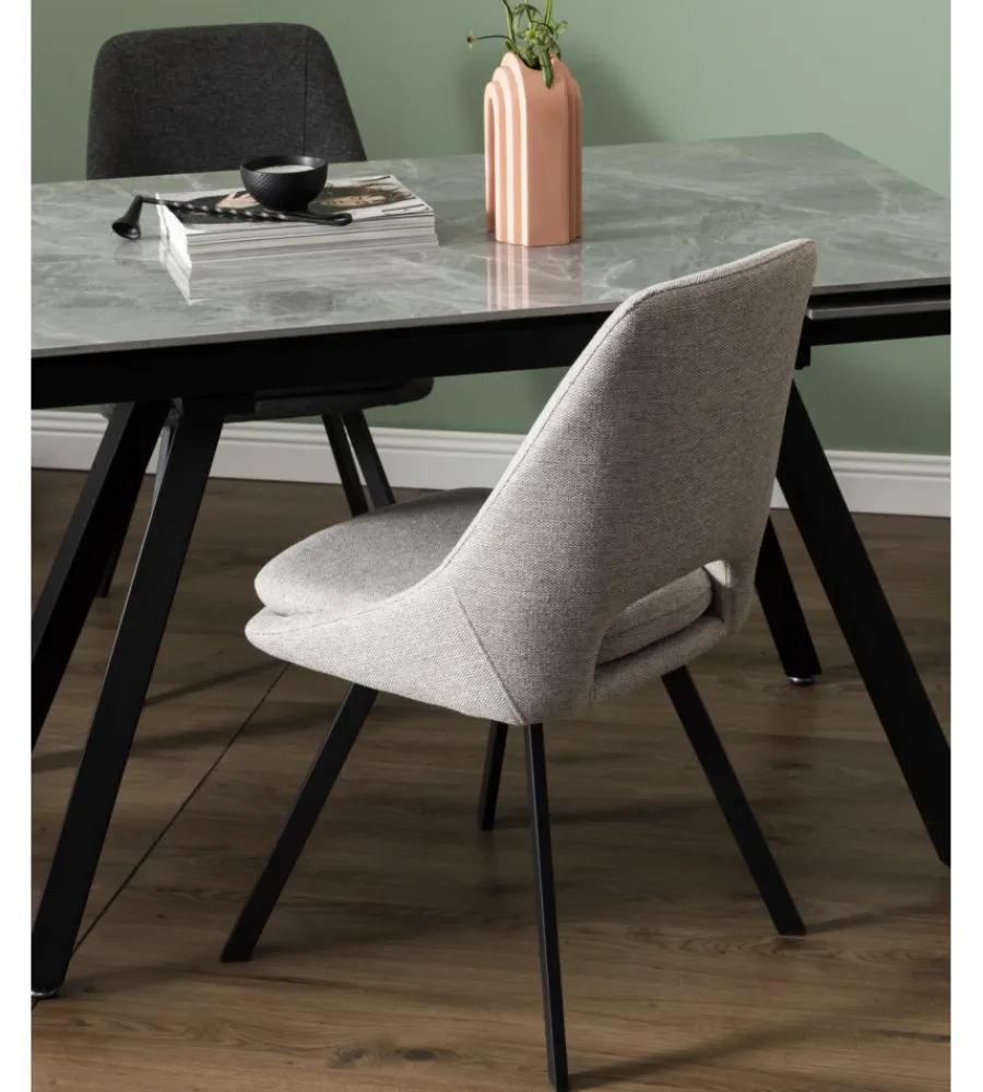 Sedie E Sgabelli|Sedia da pranzo "miranda" in tessuto beige 2 pezzi