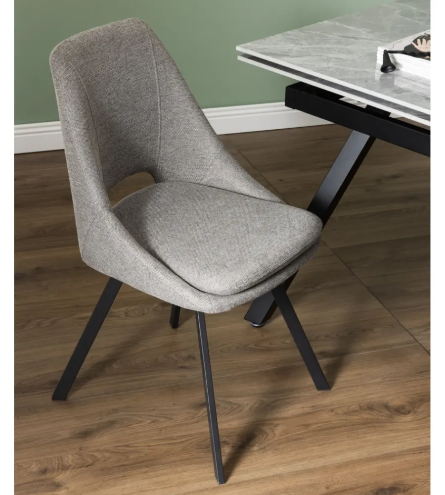 Sedie E Sgabelli|Sedia da pranzo "miranda" in tessuto beige 2 pezzi