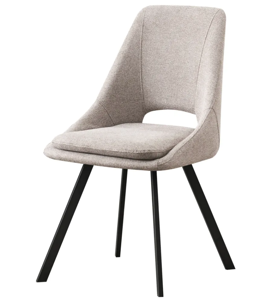 Sedie E Sgabelli|Sedia da pranzo "miranda" in tessuto beige 2 pezzi
