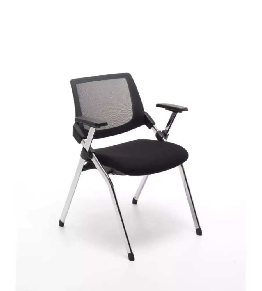 Sedie Ufficio- Sedia da ufficio "brifing" pieghevole nera e grigia, 61x60x80 cm