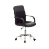 Sedie Ufficio|Sedia da ufficio in ecopelle nera, 58x58x94-102 cm