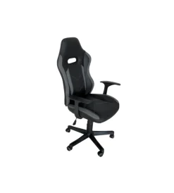 Sedie Ufficio|Sedia da ufficio in ecopelle nera, 65x63x109-118 cm
