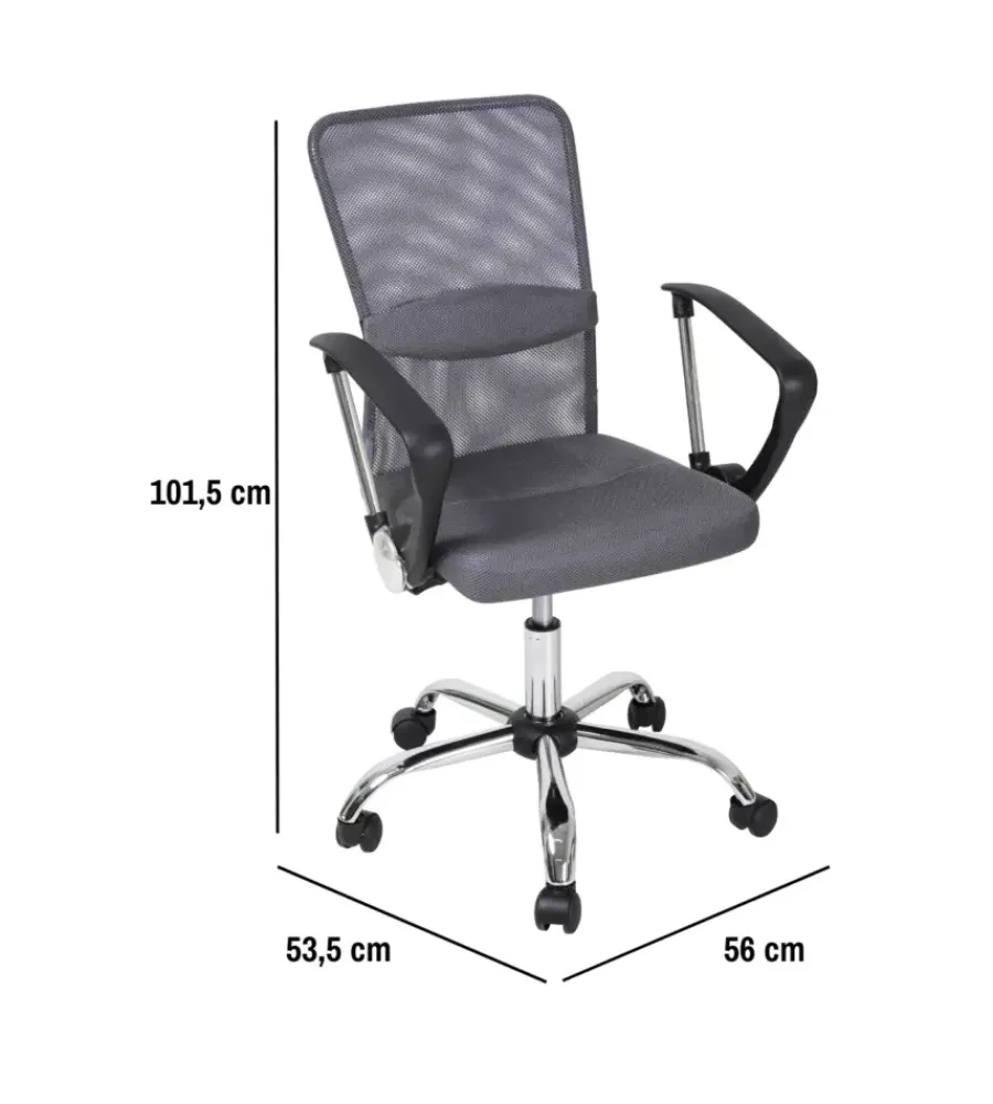 Sale Sedia da ufficio traspirante "stanford" con braccioli in tessuto grigio 56x53,5x91,5-101,5 cm Sedie Ufficio