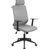 BellaHome Sedie Ufficio|Sedia da ufficio traspirante "yale" con braccioli, poggiatesta regolabile, appendigiacca in tessuto grigio 62x65x114-123 cm