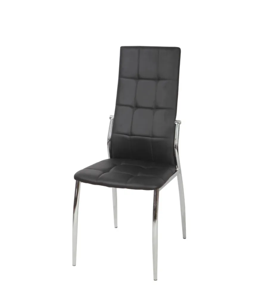 Sedie E Sgabelli-BellaHome Sedia "madeira" ecopelle nera, 44x54x100 cm