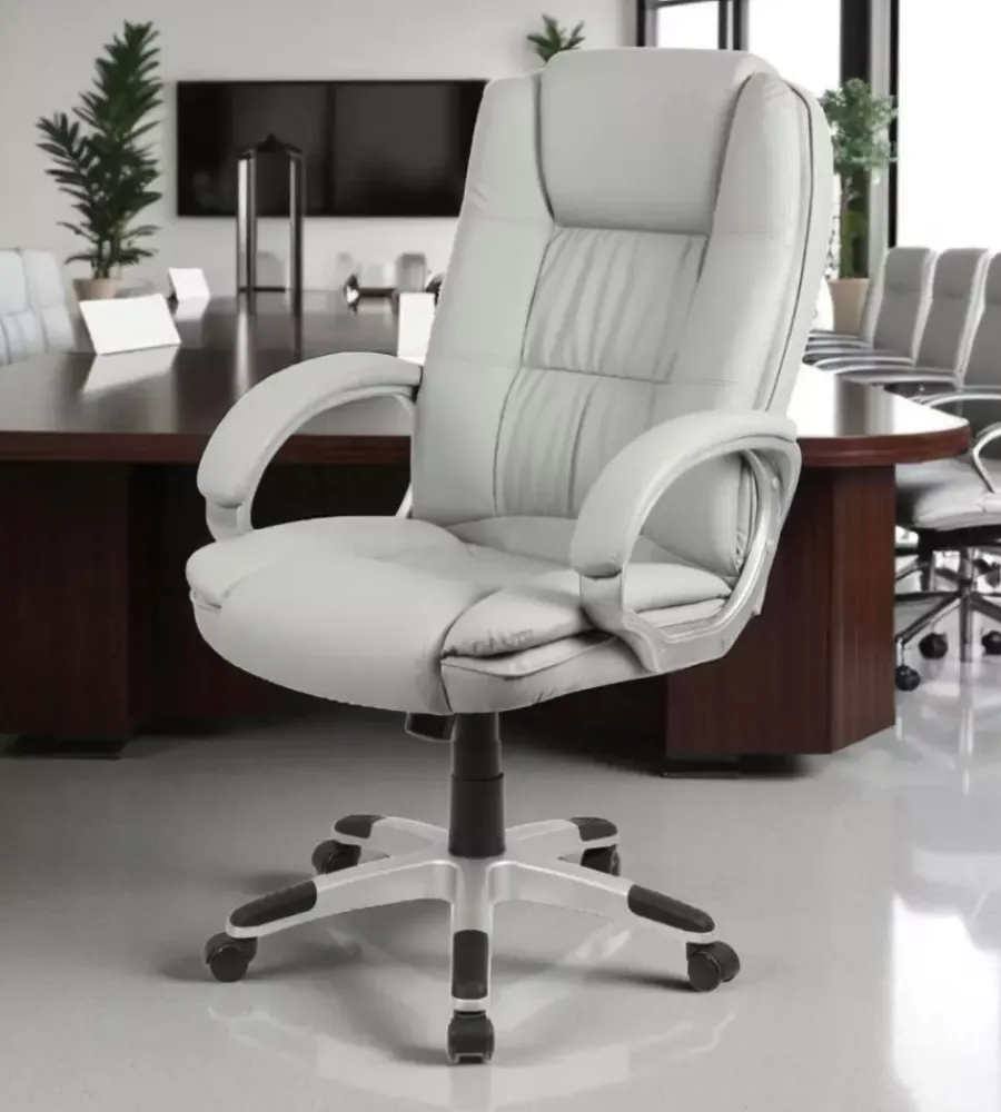 BellaHome Sedie Ufficio|Sedia ufficio "columbia" con braccioli in ecopelle grigio 66,5x70x109-118 cm