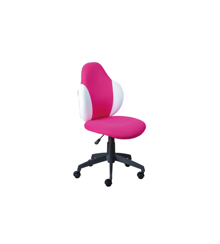 Outlet Sedia ufficio in tessuto lampone e bianco, 52x56x94-103,5 cm Sedie Ufficio