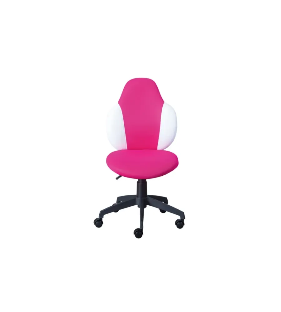 Outlet Sedia ufficio in tessuto lampone e bianco, 52x56x94-103,5 cm Sedie Ufficio