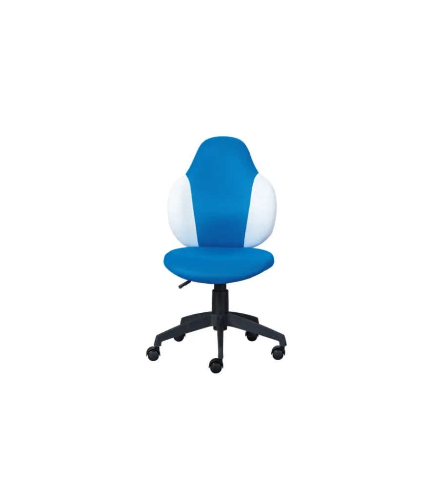 Outlet Sedia ufficio in tessuto azzurro e bianco, 52x56x94-103,5 cm Sedie Ufficio
