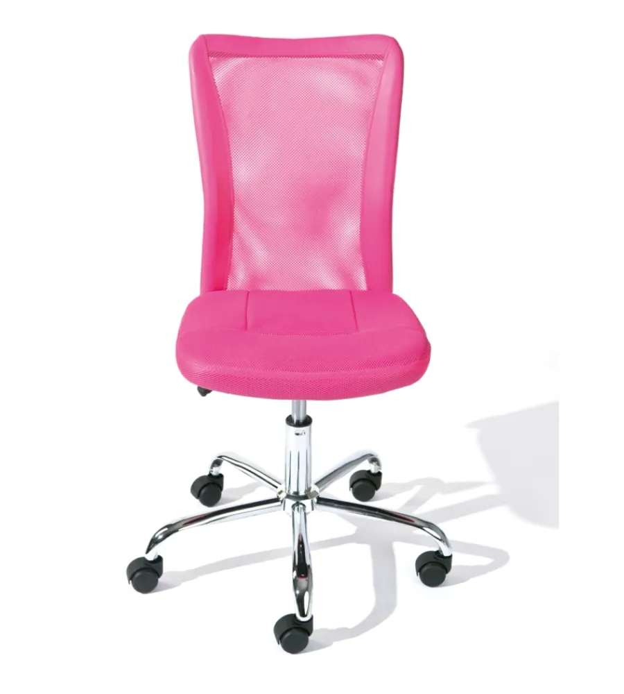 Sedie Ufficio- Sedia ufficio in tessuto con ruote, fuxia