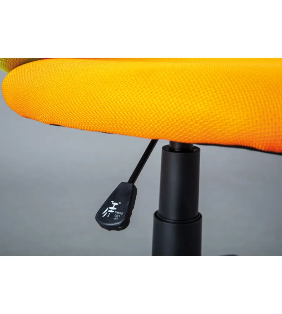 Sedie Ufficio|Sedia ufficio tessuto arancione e giallo, 52x56x94-103,5 cm
