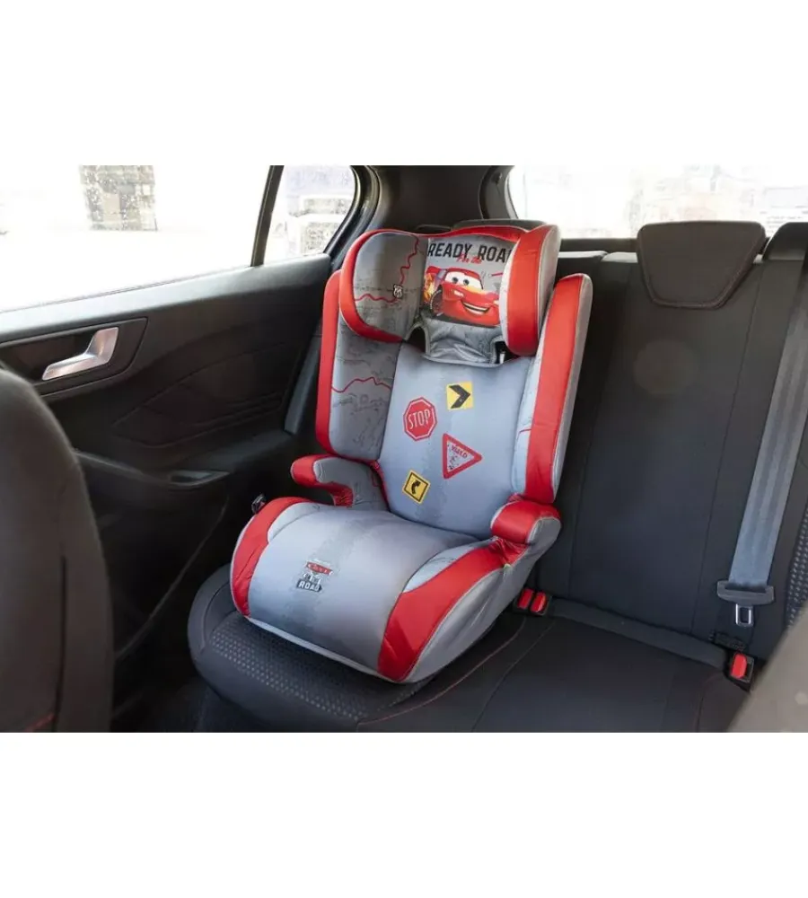 Auto Interno- Seggiolino auto disney "cars" per bambini con altezza da 100 a 150 cm, ece r129