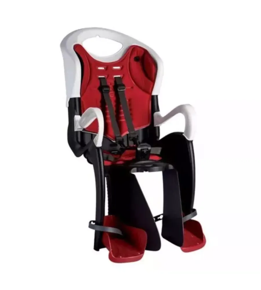 Bici|Seggiolino bici posteriore bellelli "tiger clamp" rosso e bianco, portata massima 22 kg