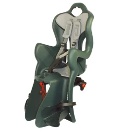 Bici|Seggiolino per bici posteriore bellelli "b-one luxe" attacco al portapacchi con cuscino verde, portata massima 22 kg