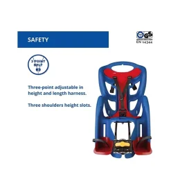Bici- Seggiolino posteriore blu per bicicletta per bambini, max. 22 kg, da 3 a 8 anni - si fissa al telaio