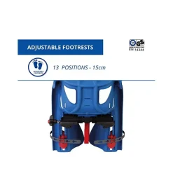 Bici|Seggiolino posteriore blu per bicicletta per bambini, max. 22 kg, da 3 a 8 anni - si fissa al portapacchi