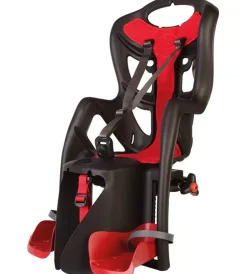 Bici- Seggiolino posteriore nero e rosso per bicicletta per bambini, max. 22 kg, da 3 a 8 anni - si fissa al portapacchi