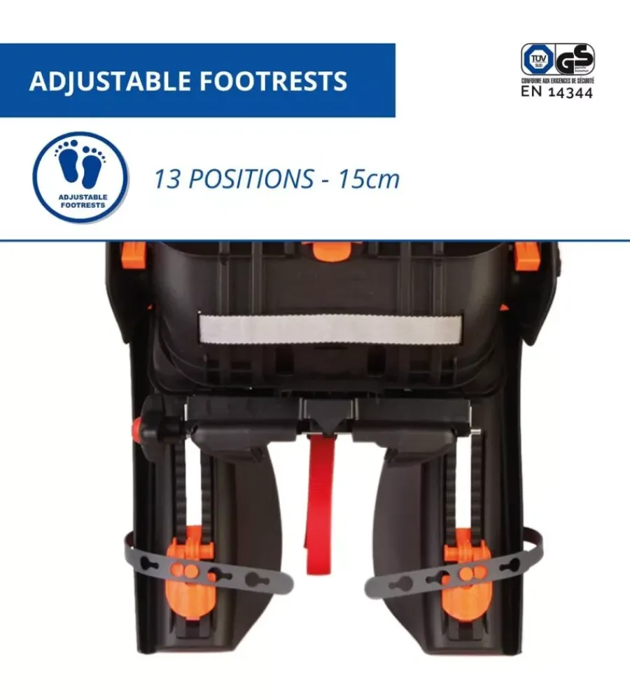 Bici|Seggiolino posteriore per bicletta bellelli "tiger clamp" grey/orange, portata massima 22 kg