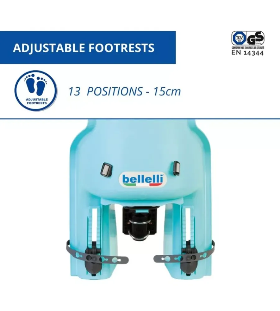 Bici|Seggiolino posteriore per bicicletta bellelli "lotus" sky blue, portata massima 22 kg