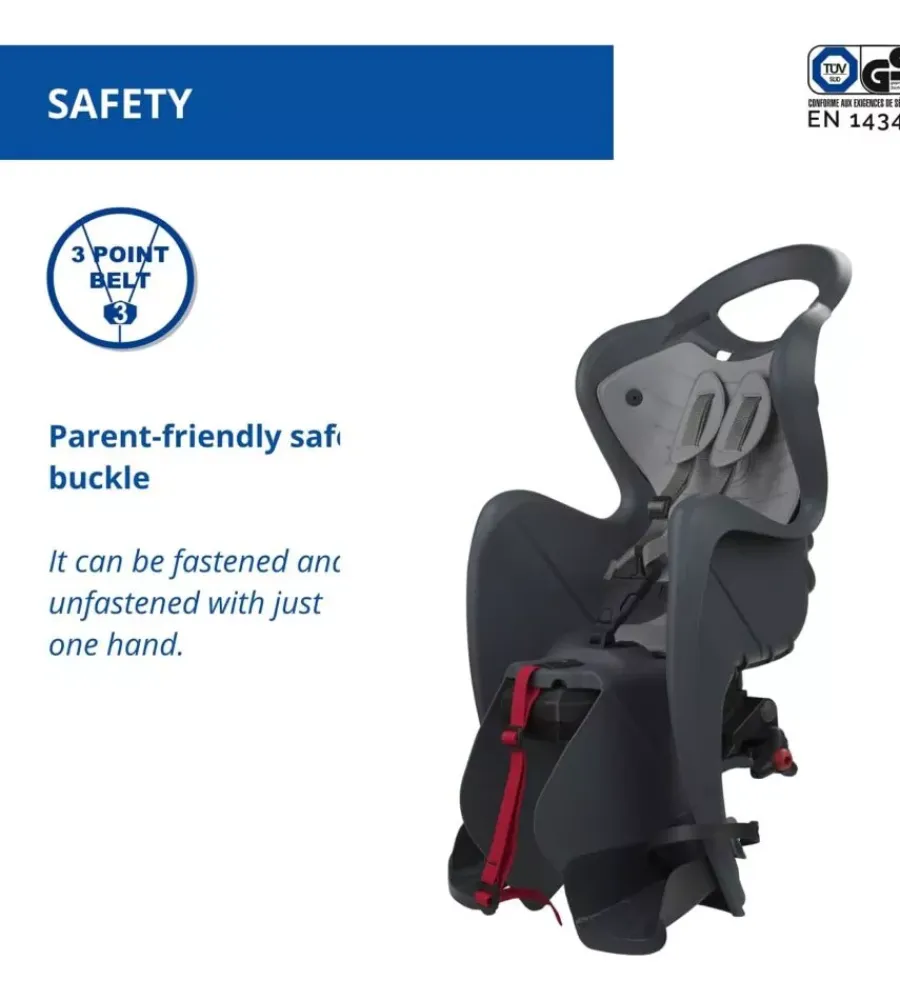 Outlet Seggiolino posteriore per bicicletta bellelli "mr fox" dark grey, portata massima 22 kg Bici
