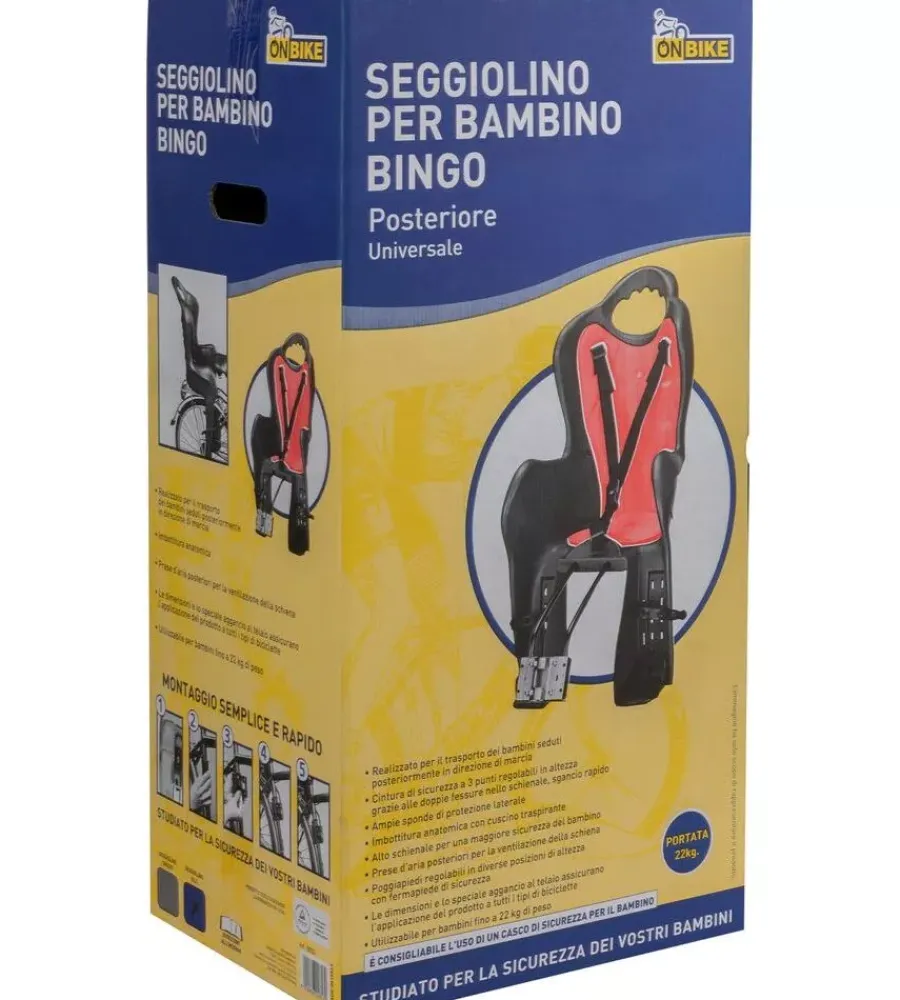 Bici- Seggiolino posteriore universale per bicicletta on bike "bing", portata massima 22 kg