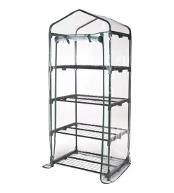 Outlet Serra da esterno verdelook con 4 ripiani in acciaio e telo in pvc 69x49x157 cm Coltivazione E Cura
