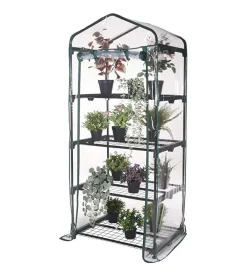 Outlet Serra da esterno verdelook con 4 ripiani in acciaio e telo in pvc 69x49x157 cm Coltivazione E Cura