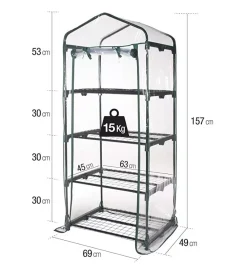 Outlet Serra da esterno verdelook con 4 ripiani in acciaio e telo in pvc 69x49x157 cm Coltivazione E Cura