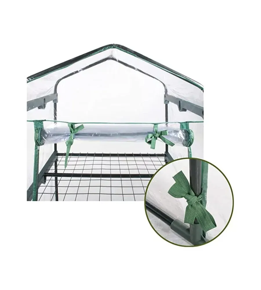 Outlet Serra da esterno verdelook con 4 ripiani in acciaio e telo in pvc 69x49x157 cm Coltivazione E Cura