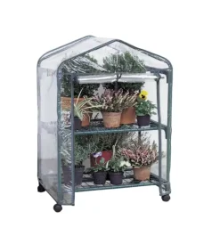 Coltivazione E Cura-Verdemax Serra da giardino "azalea" con 2 ripiani e ruote 70x50x98 cm