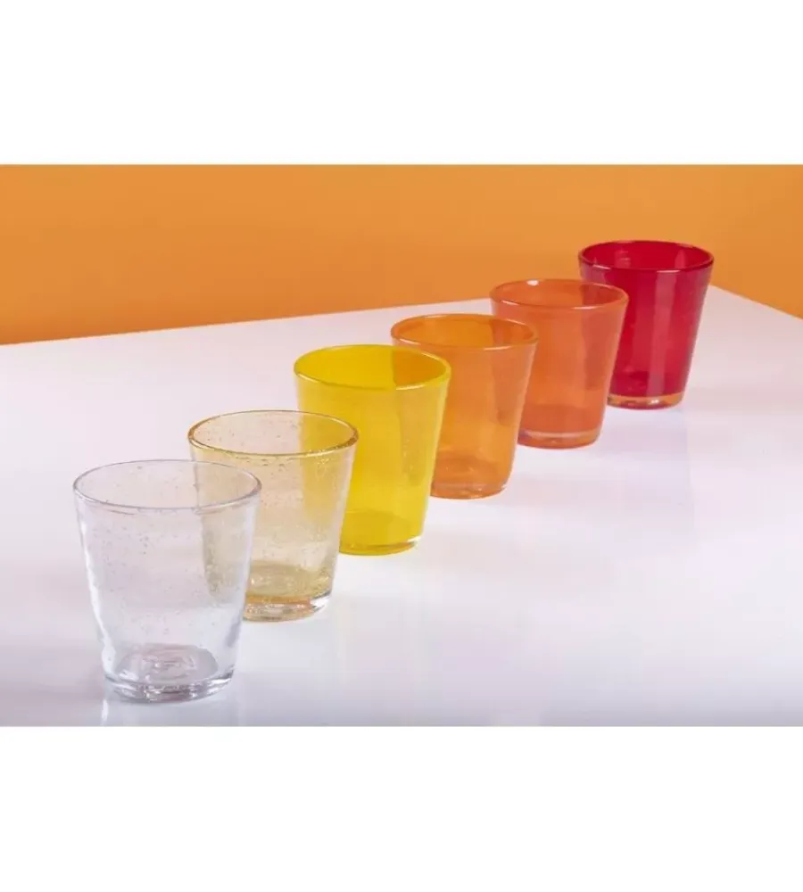 Stoviglie- Servizio bicchieri "cancun" in vetro sfumature di rosso, 6 pezzi