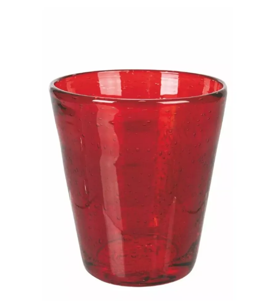 Stoviglie- Servizio bicchieri "cancun" in vetro sfumature di rosso, 6 pezzi