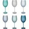 Stoviglie- Servizio calici  "happy hour" in vetro sfumature di blu, 6 pezzi