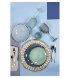 Stoviglie- Servizio calici  "happy hour" in vetro sfumature di blu, 6 pezzi