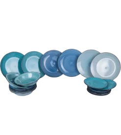 Hot Servizio piatti "baita acuqa " in gress sfumature di blu, 6 pezzi Stoviglie