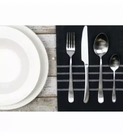 Stoviglie|Servizio posate "round" acciaio color argento opaco, 24 pezzi