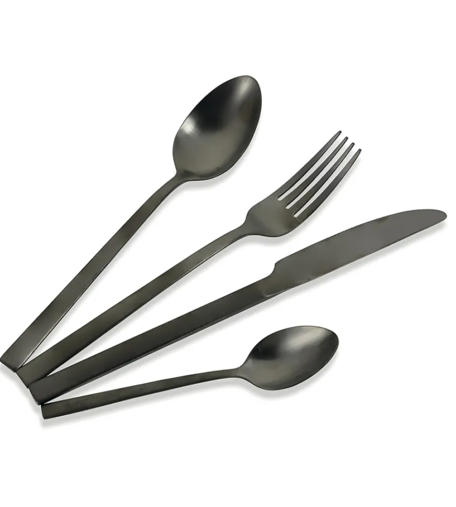 Discount Servizio posate villa d'este "lexingt" in acciaio inox nero opaco, 24 pezzi Stoviglie
