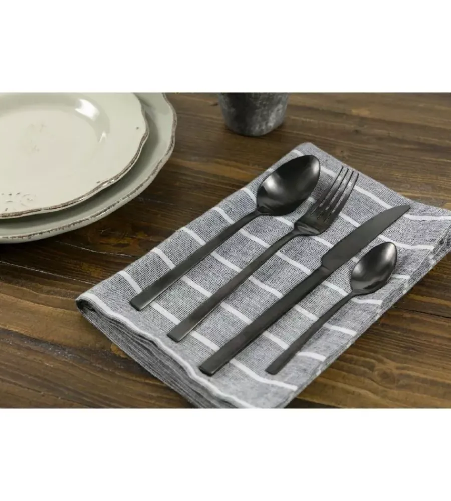 Discount Servizio posate villa d'este "lexingt" in acciaio inox nero opaco, 24 pezzi Stoviglie