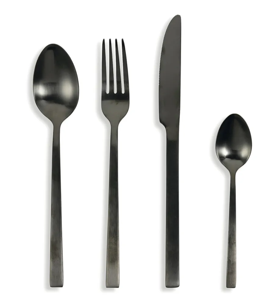 Discount Servizio posate villa d'este "lexingt" in acciaio inox nero opaco, 24 pezzi Stoviglie