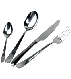Stoviglie|Servizio posate villa d'este "roun" in acciaio inox silver lucido, 24 pezzi