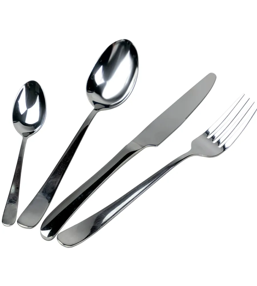 Stoviglie|Servizio posate villa d'este "roun" in acciaio inox silver lucido, 24 pezzi